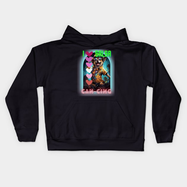 Dancing Dog with Maracas: "Salsa Paws" Kids Hoodie by LionCreativeFashionHubMx